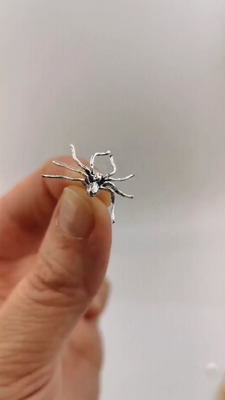 Detailed Spider Stud Earrings — 925 Silver