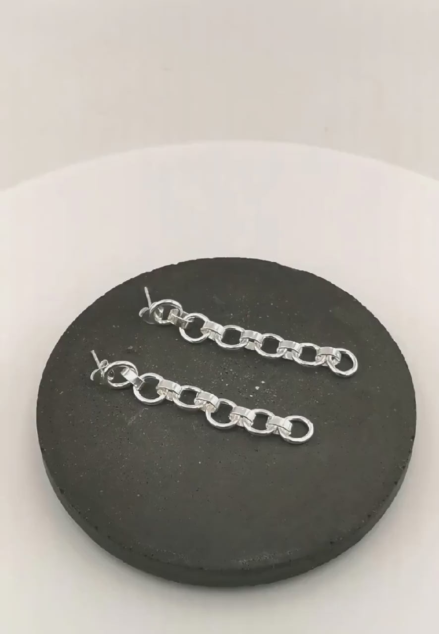 Dainty Chain Drop Earrings — 925 Silver