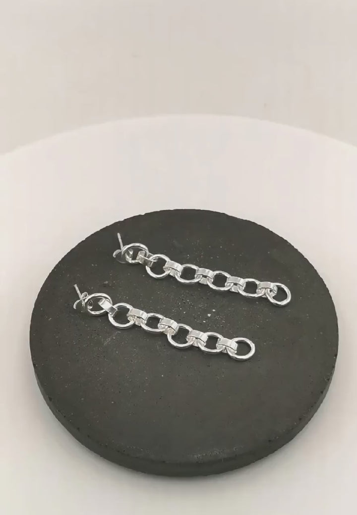 Dainty Chain Drop Earrings — 925 Silver