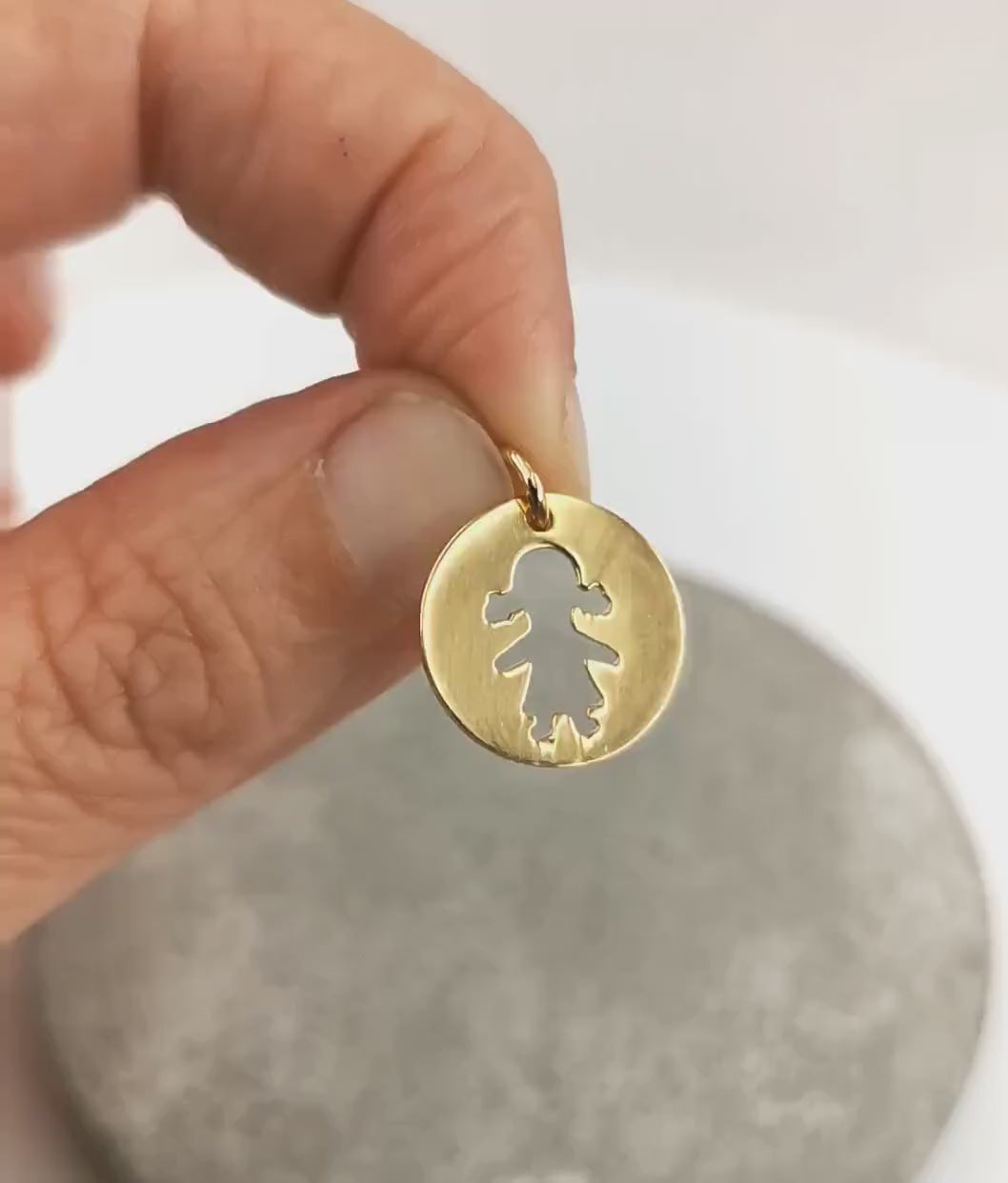 Girl Silhouette Charm Pendant, 18k Gold Plated Sterling Silver