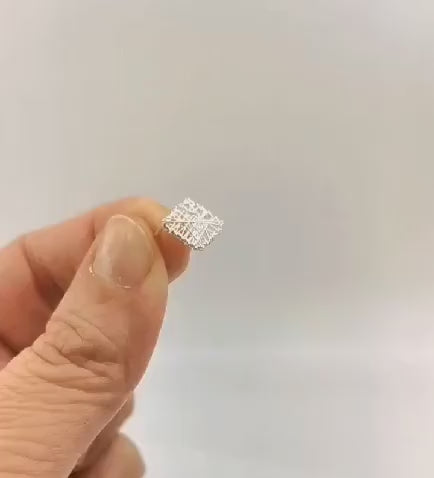 Handmade Woven 925 Silver Rhomboid Stud Earrings
