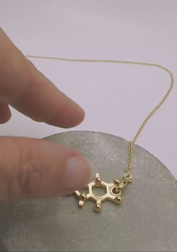 Caffeine Molecule Necklace — 925 Silver