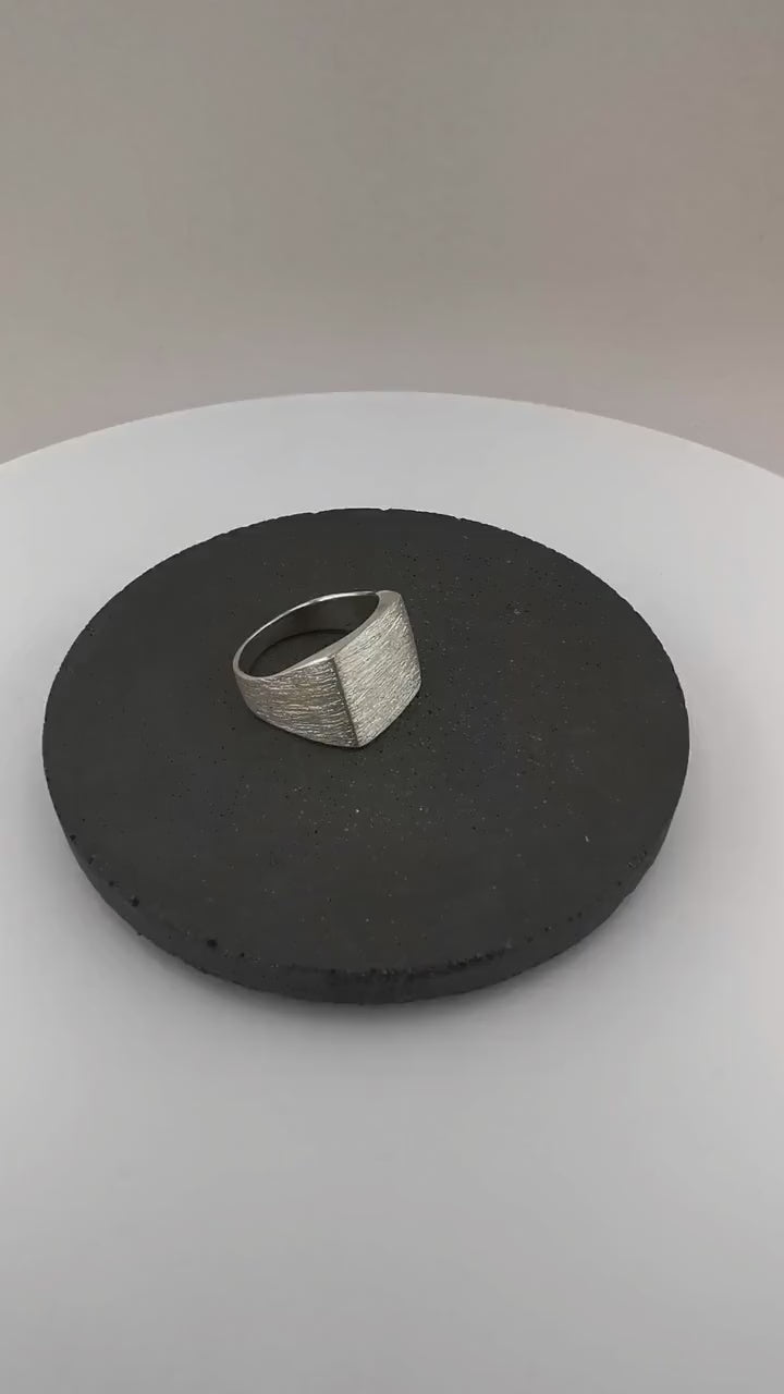 Matte Rectangular Signet Ring — 925 Silver