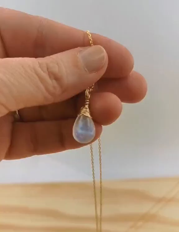 Rainbow Moonstone Drop Charm 18k Gold Plated