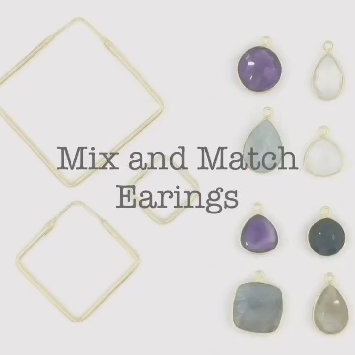 Hoop Earrings with Faceted Gemstones — 18k Gold Plated