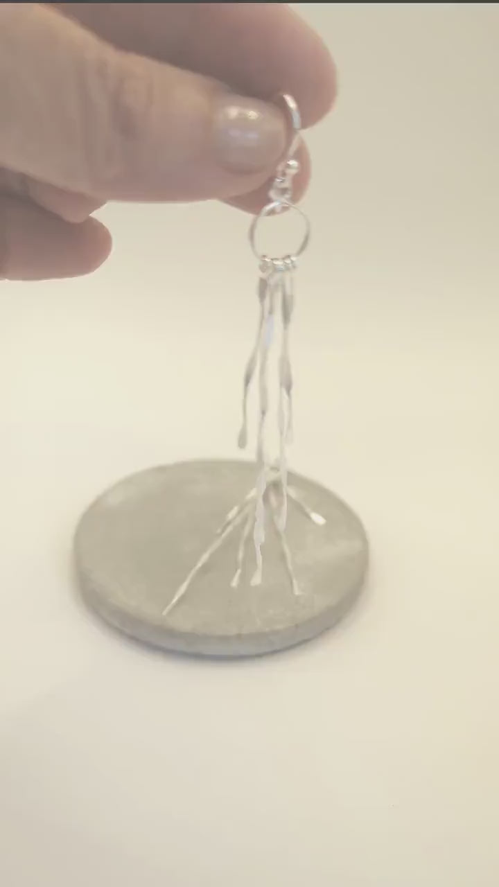 Matte Fringe Dangle Earrings — 925 Silver