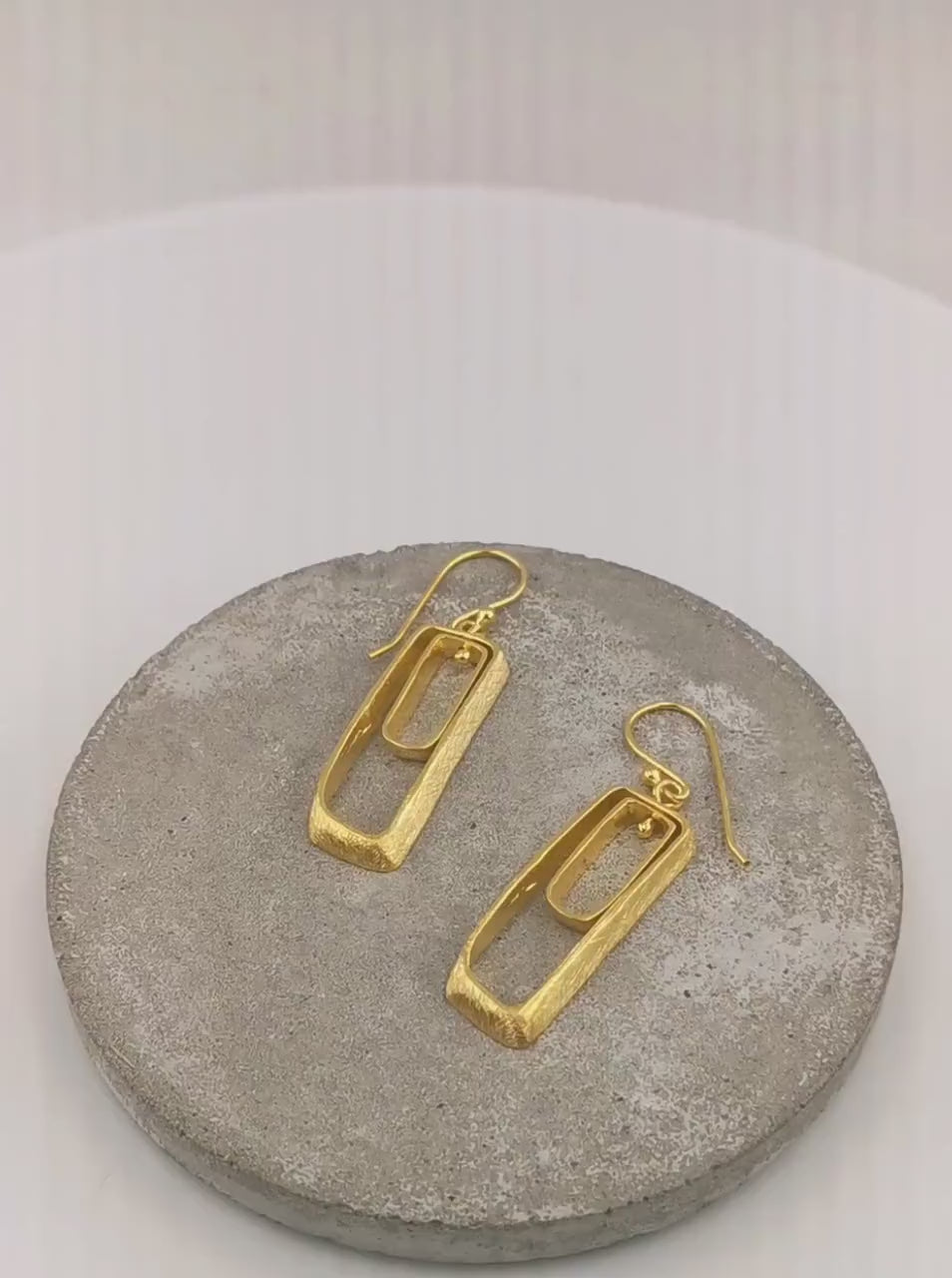 Asymmetrical Rectangle 18k Gold Plated Dangle Earrings
