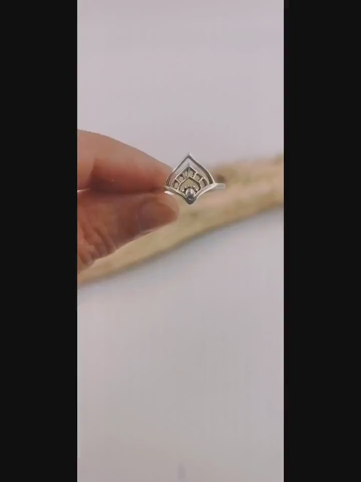 Dainty  Boho Chevron Ring 925 Silver