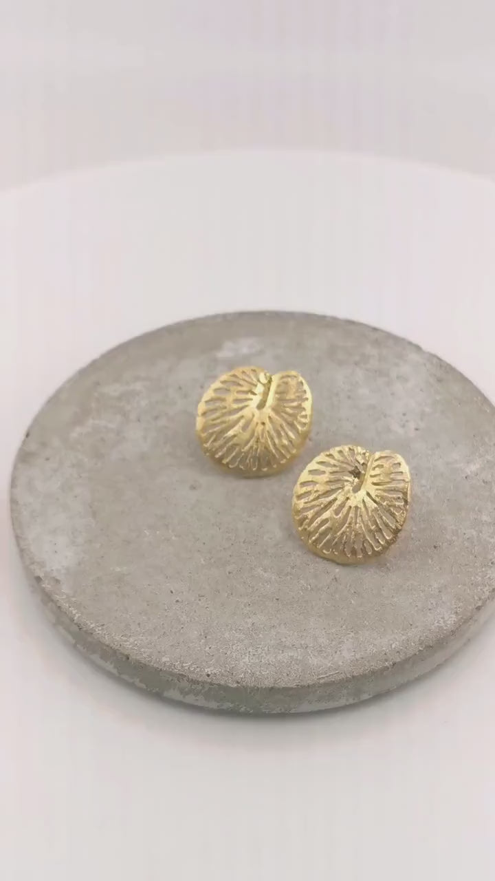 Jungle Leaf Stud Earrings — 18k Gold Plated