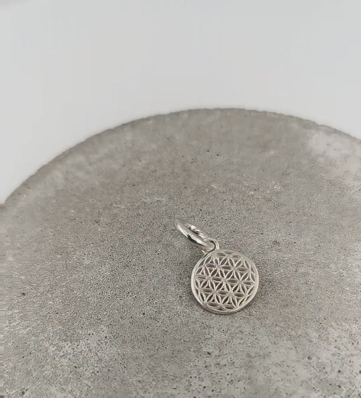 Small Flower of Life Charm Pendant 925 Silver