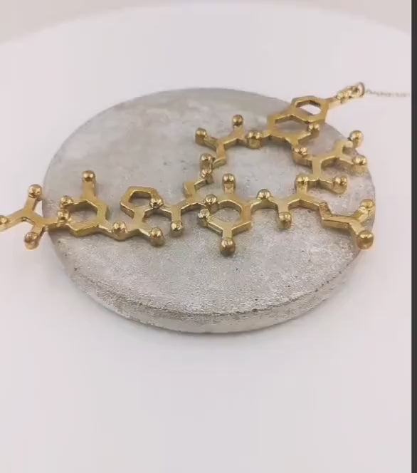 Oxytocin Necklace, Molecular Structure Necklace, Gold Oxytocin Molecule