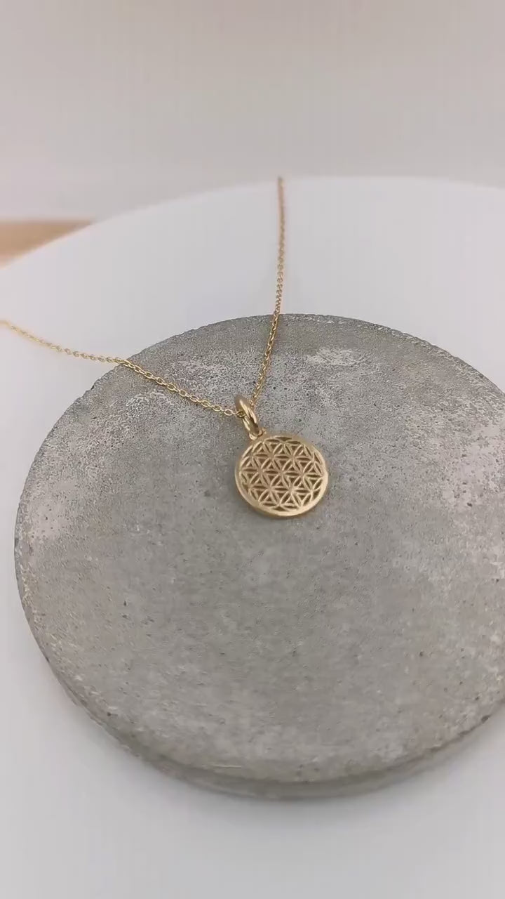 Tiny Flower of Life Charm, Flower of Life Charm in 2 Sizes, Sacred Geometry Charm, Golden Flower of Life — 18k Gold Plated