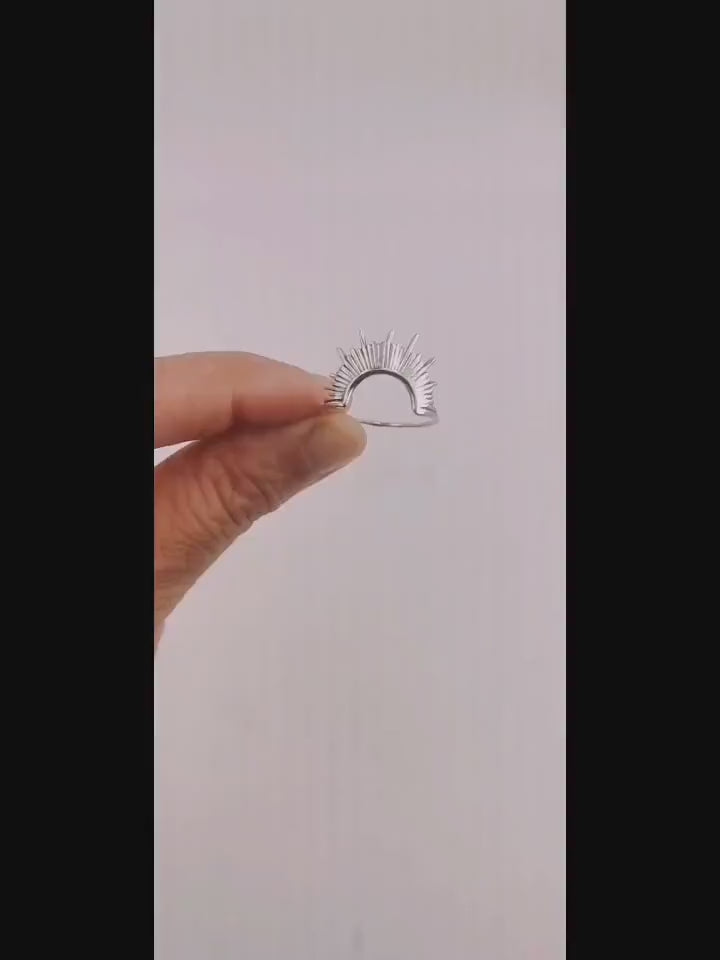 Sunbeam Ring, Stackable Sun Ring — 925 Silver