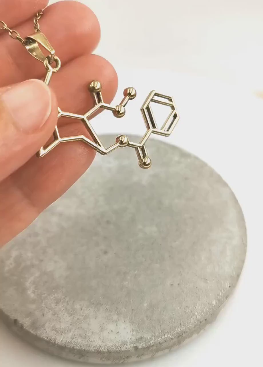 Cocaine Molecule Necklace — Brass