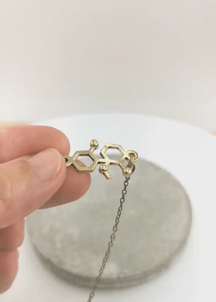 Ketamine Molecule Necklace — Brass
