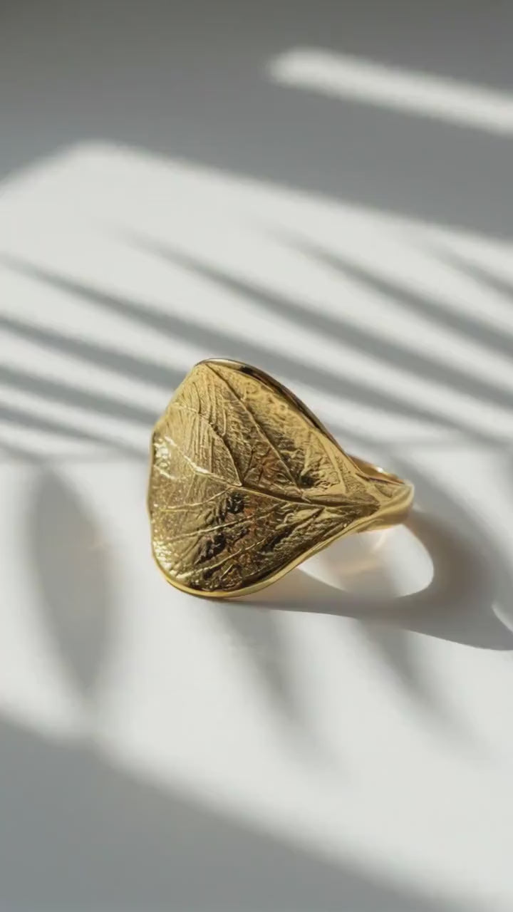 Leaf Ring Adjustable • 18k Gold Plated 925 Silver