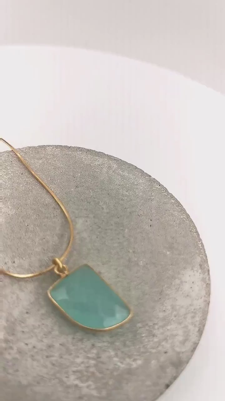 Gold Plated Pendant with Aqua Chalcedony