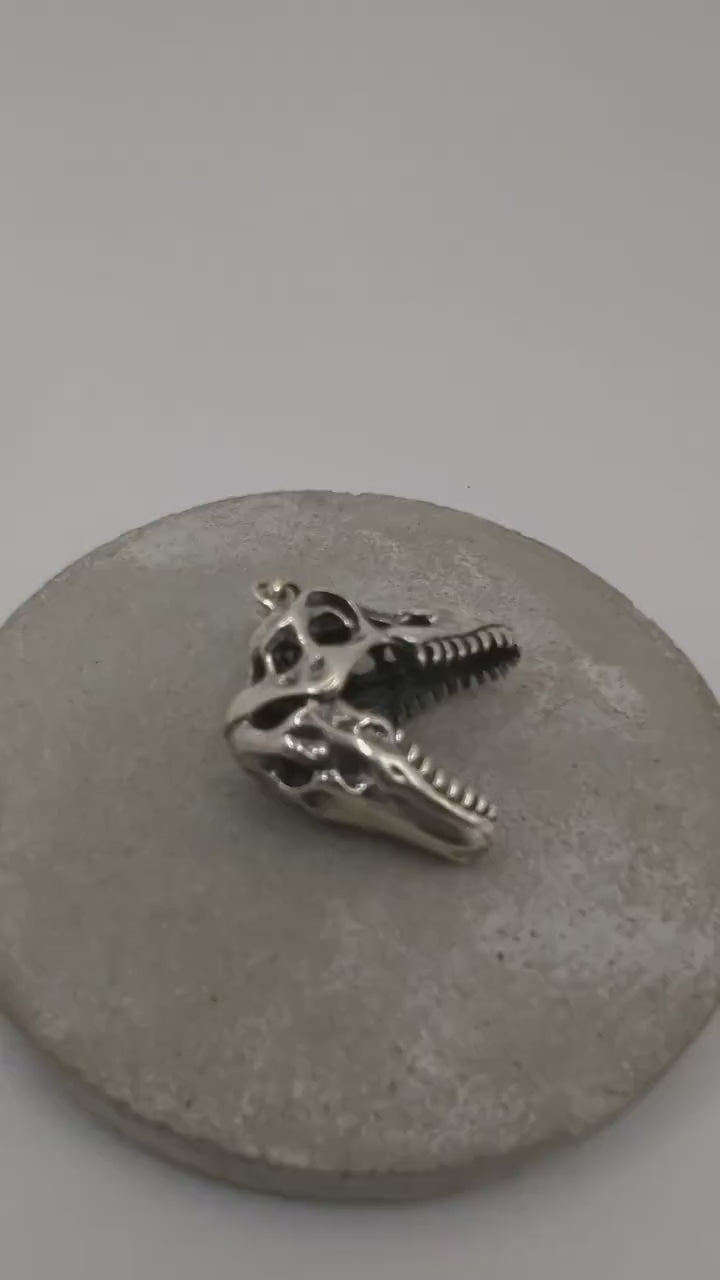 T-Rex Skull Pendant, 3D Dinosaur Head Pendant — 925 Silver