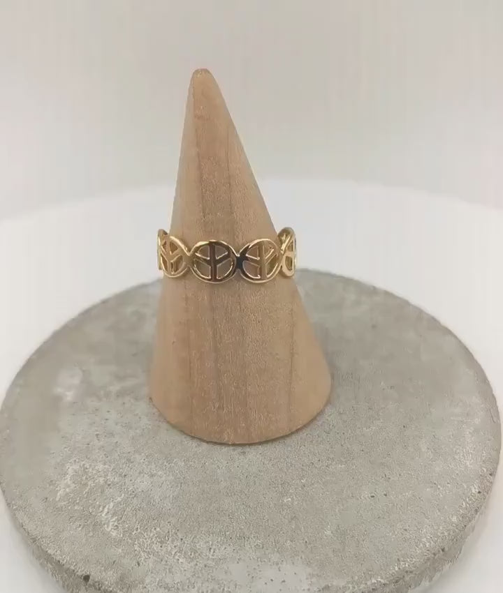 18k Gold Plated Peace Symbol Ring